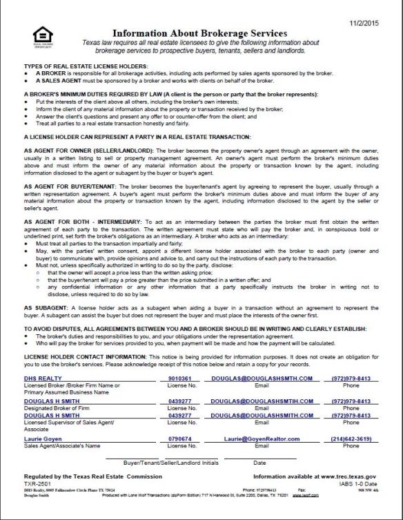 IABS information about brokerage services DHS Realty and Laurie Goyen agent